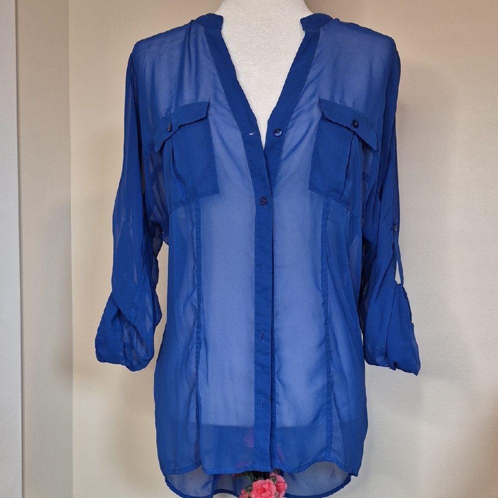 Candie's Vibrant Blue Sheer Blouse